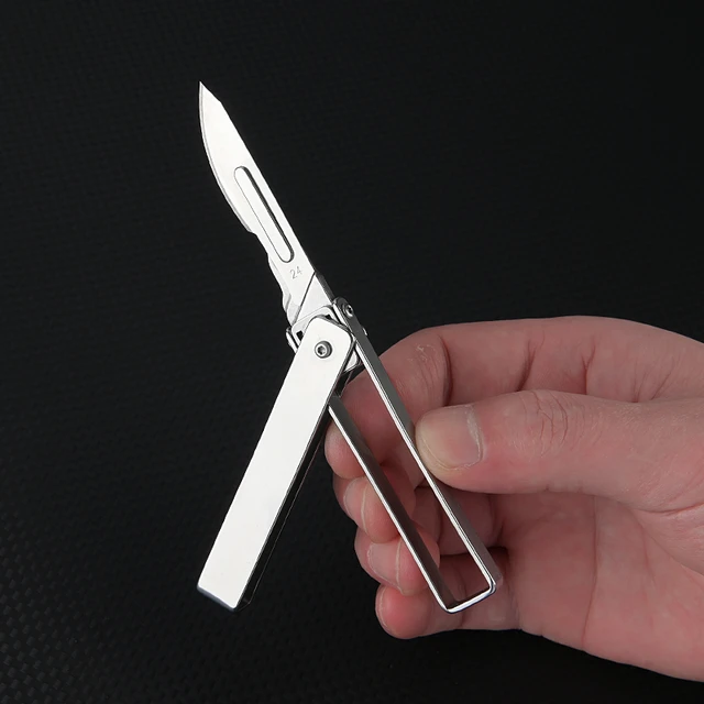 stainless steel Folding Scalpel Medical Folding Knife EDC Outdoor Unpacking  Pocket Knife with 10pcs Replaceable Blad - AliExpress