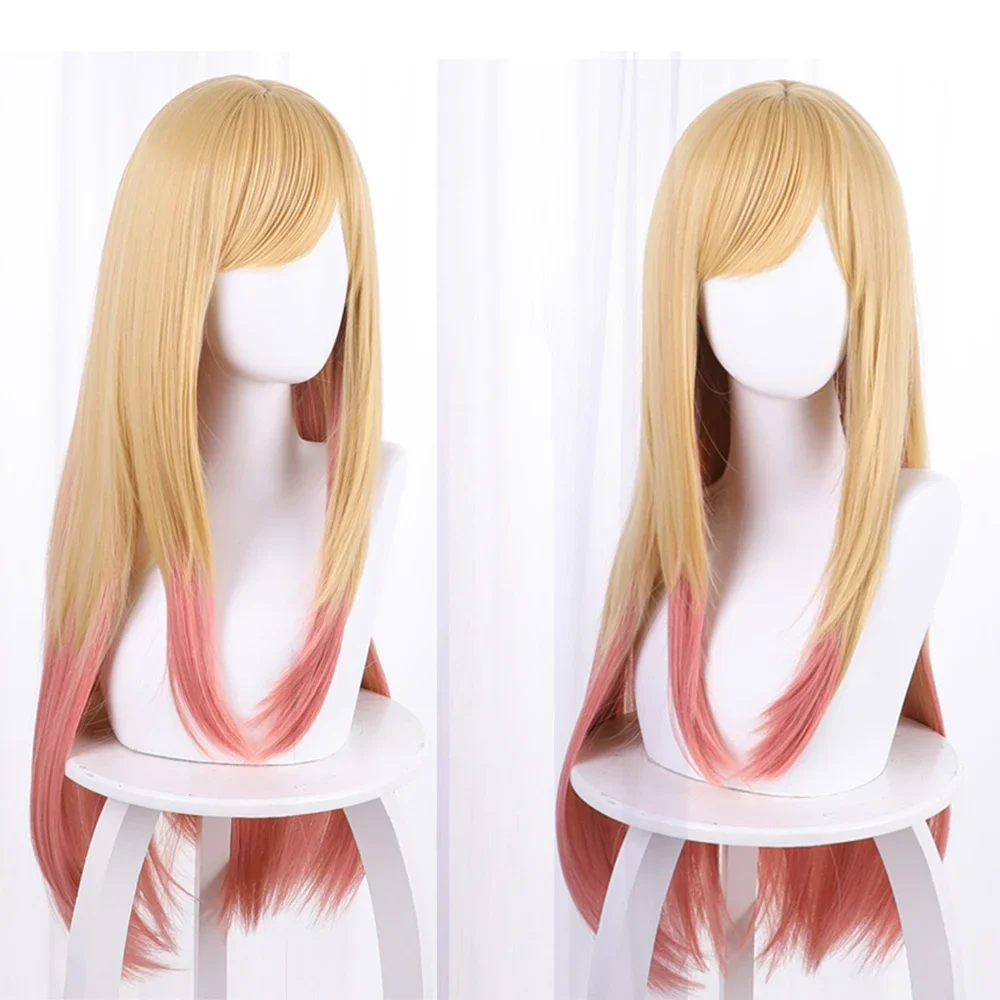 Anime My Dress-Up Darling Marin Kitagawa Cosplay Wig Yellow Pink Gradient Hair Long Straight Hair darling nikki