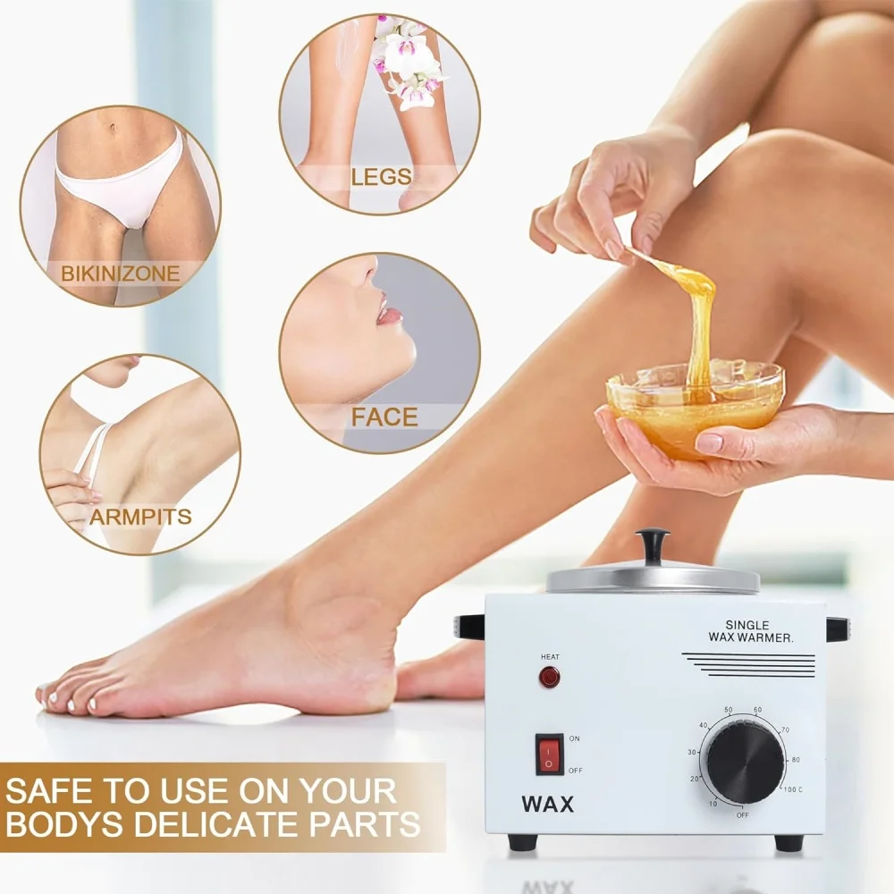 Wax Warmer for Hair Removal Professional Single Wax Warmer Pot Melter Adjustable Temperature Compact for SPA Salon Machine