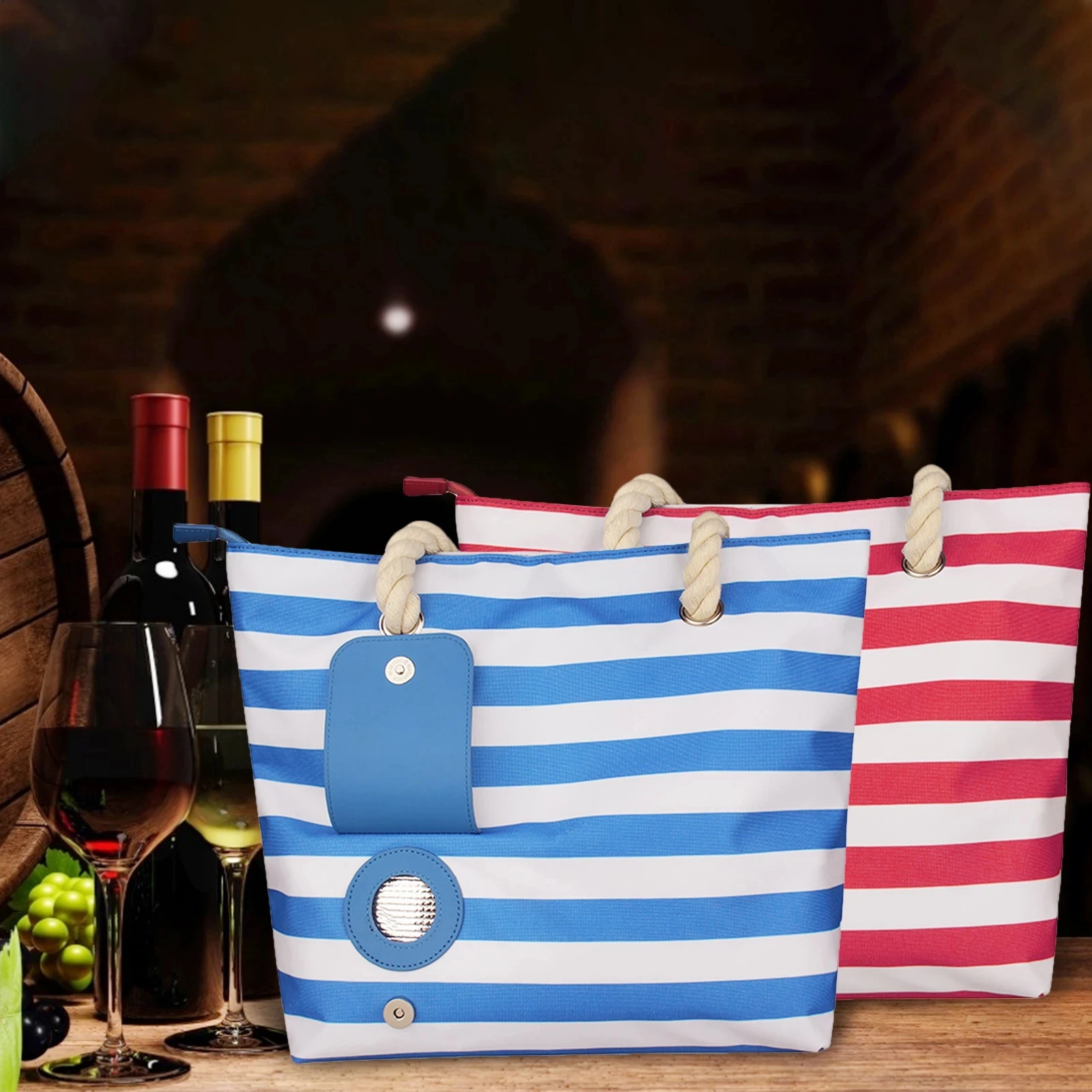 Wine Tote Bag Portable Beach Wine Purse Wine Tote Bag With Hidden Dispenser Insulated Large Wine