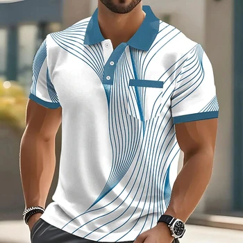 Men’s Striped 3D Polo Shirt 1