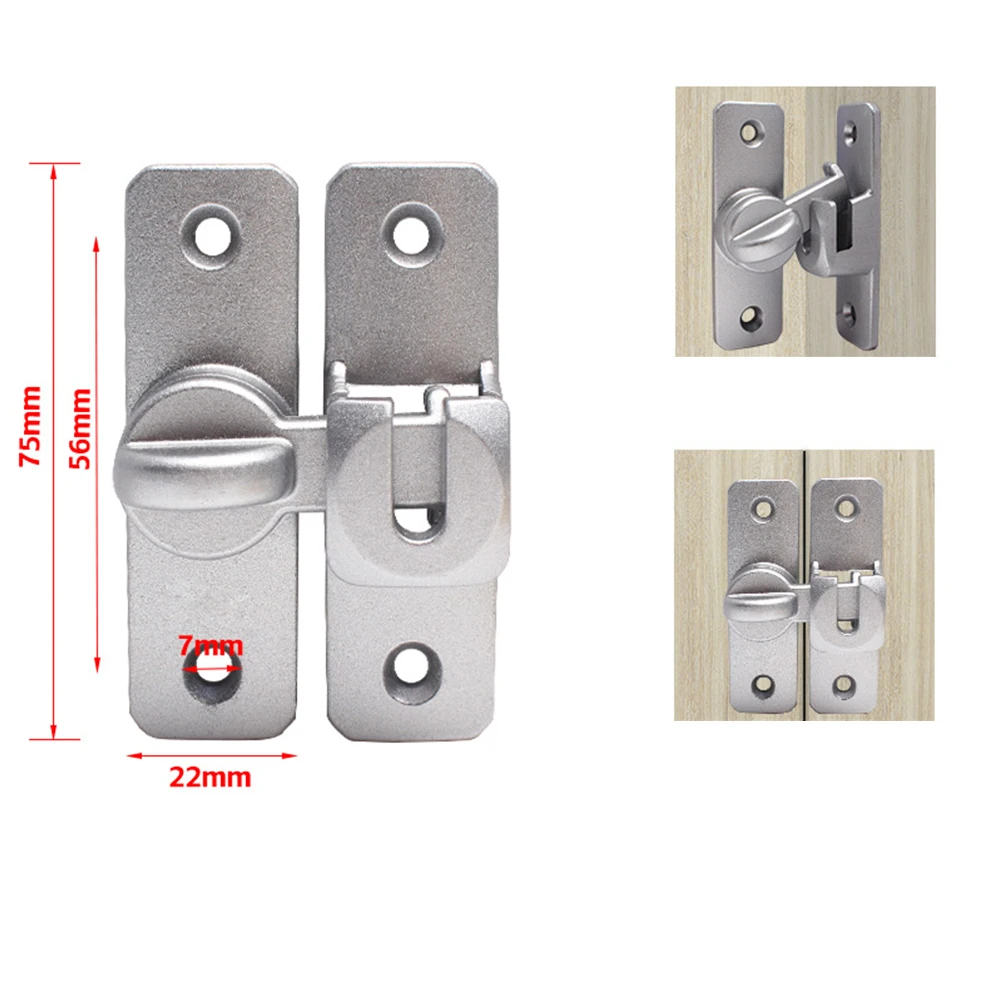 Description Picture 3 of itemDoor Lock Latch Bolt Home Security Latch Zinc Alloy 90 180 Degree Lock Bolt Bathroom Sliding Door Lock Anti-Theft Hardware ﻿
