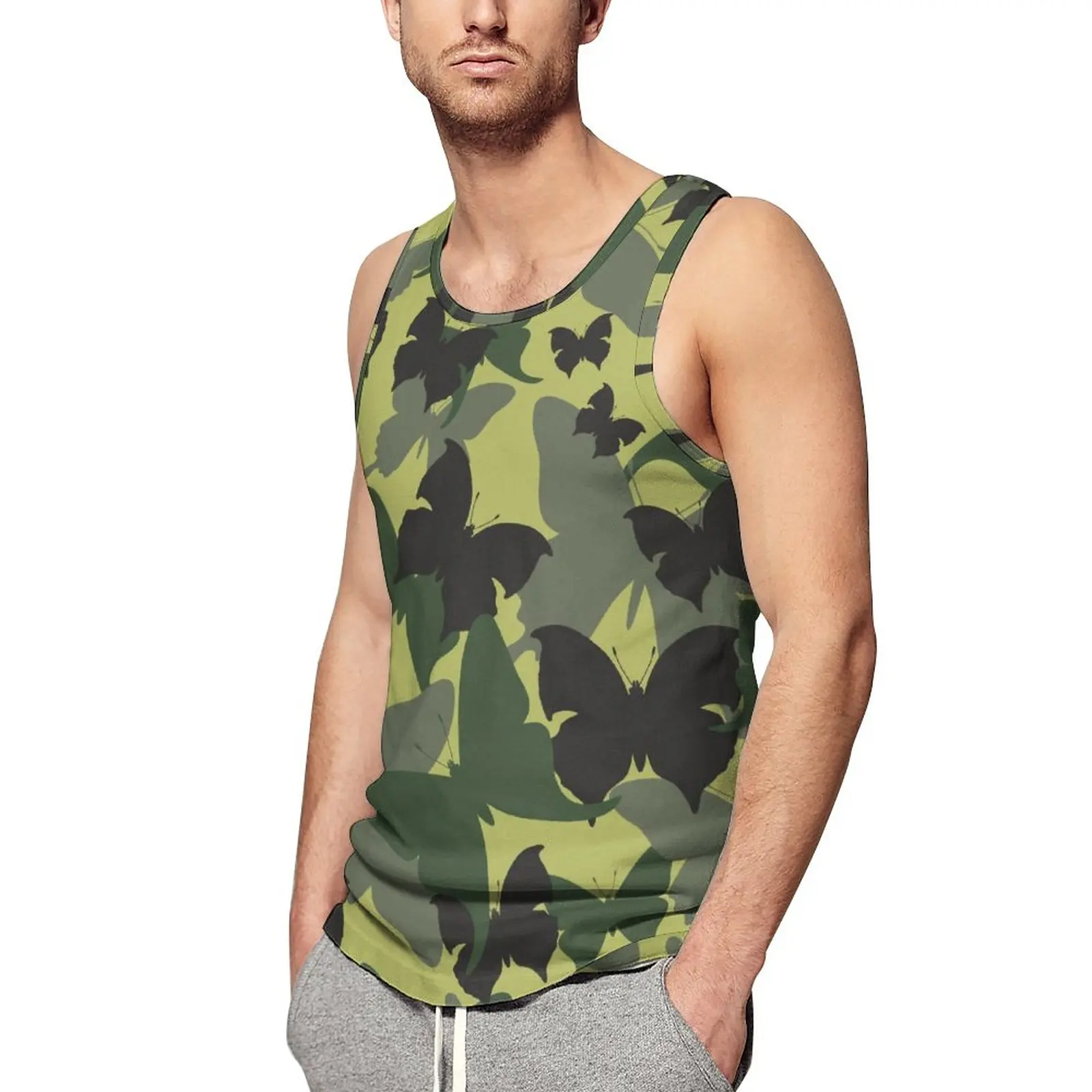 

Animal Camouflage Men Vest Full Print Tanks Tops Military Streetwear Fashion Crewneck Sleeveless T Shirt