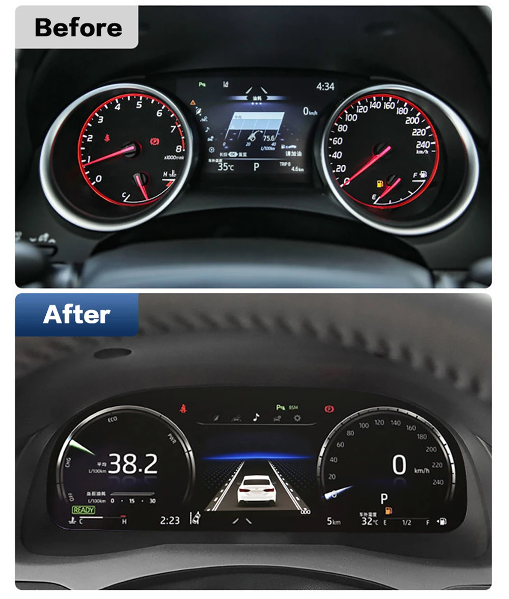 ZWNAV 12.3 pulgadas para Toyota Camry 8ª generación 2018-2023 Velocímetro para coche, pantalla LCD digital, panel de instrumentos, cabina virtual. 1