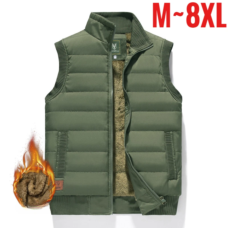 Veste hiver sans manches polaire homme grande taille 6XL épaisse chaude zippée extérieur