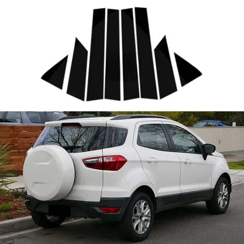 자동차 창문 기둥 포스트 문짝 트림 커버 스티커, 광택 블랙, 포드 EcoSport B515 2013 2014-2021 2022 2023, 자동차 스타일링, 8 개