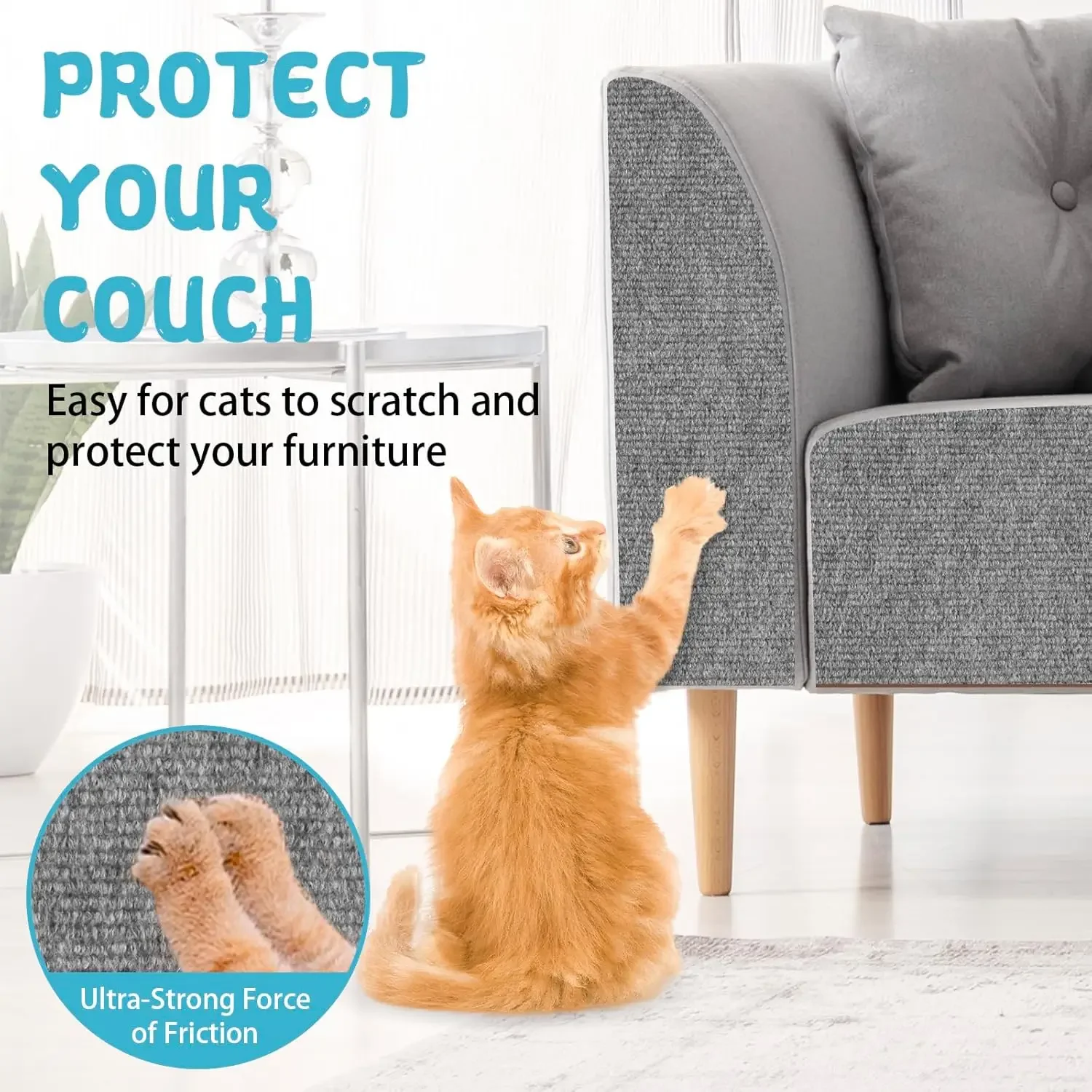 Cat Scratch Mat Trimmable Anti Cat Scratch Mat Self-Adhesive Carpet Mat Pad Cat Pet Scratcher Furniture Couch Corner Indoor Sofa Wall Protector