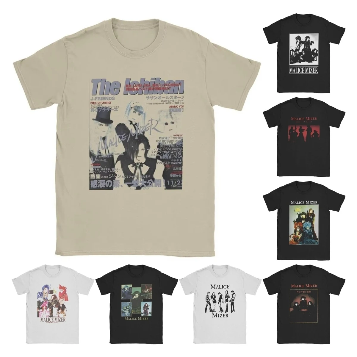 Malice Mizer Band Singer T Shirts Men 100% Vintage T-Shirts Round Neck Rock Musician Tees Short Sleeve merchandise 4XL 5XL 6XL