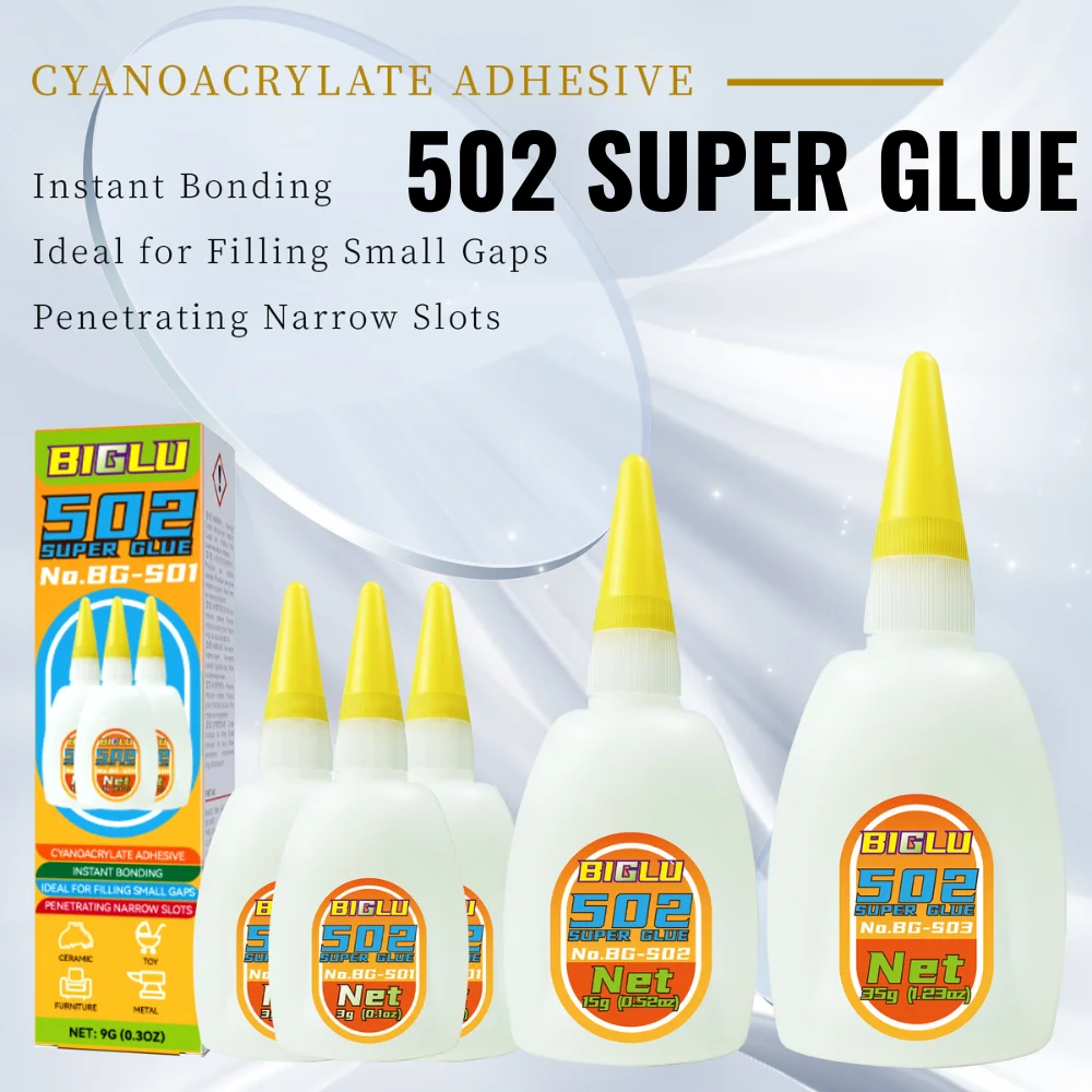 BIGLU 502 Super Glue Quick-drying Cyanoacrylate Instant Leather Rubber Wood Metal Strong Bond Liquid Adhesive Tool 2