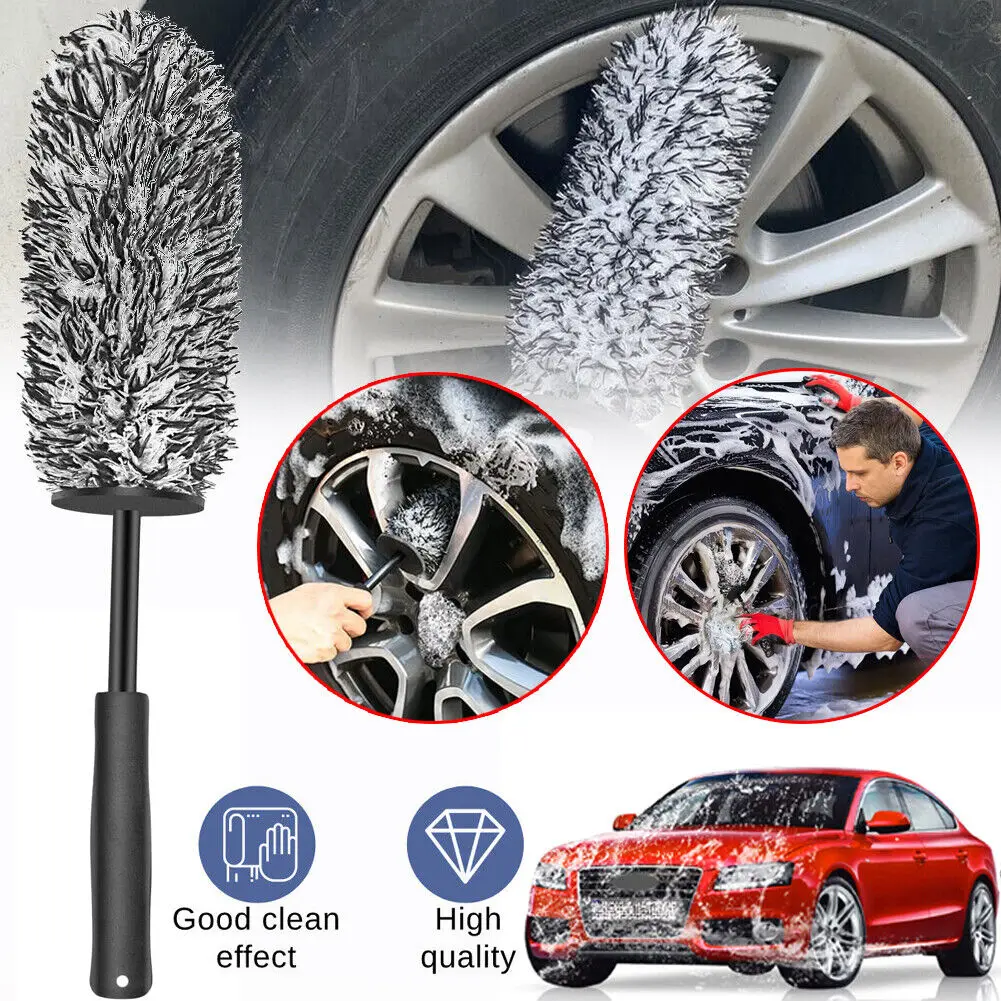 Car Wash Super Brush Microfiber Premium Wheels Brush Non-Slip Handle Easy  To Cleaning Rims Spokes Wheel Barrel Car Accessories - AliExpress