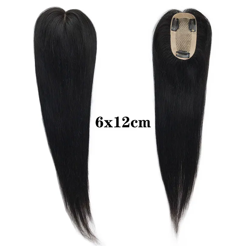 4 Sizes Silk Base Virgin Human Hair Women Toppers 3 Clips Natural Scalp Top Base Black Brown Color For White Women 2