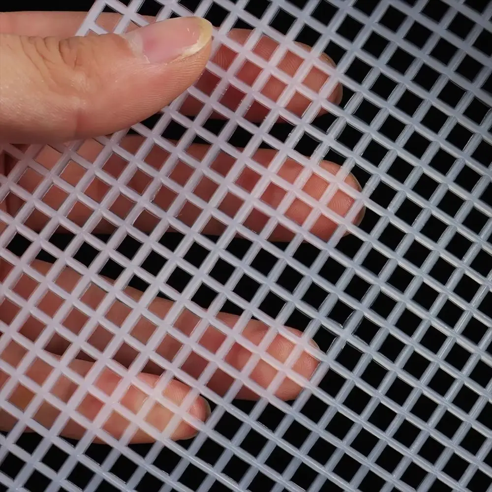 DIY Crafting Plastic Bag Mesh Grid Durable Mesh Cloth Canvas Bag Sheets Black White Net Cover Acrylic Yarn Crafting Knit