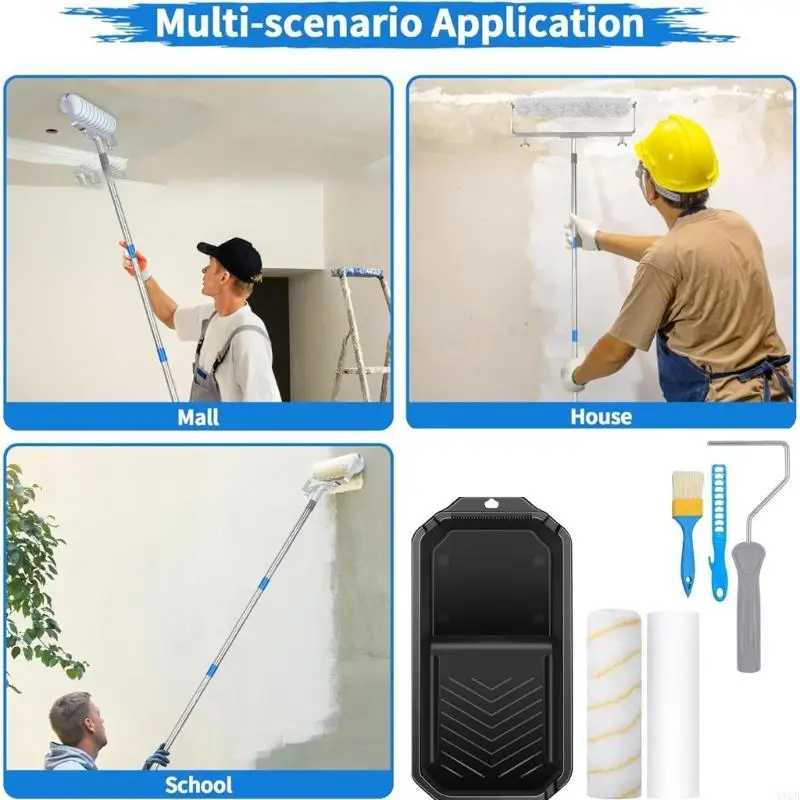Small Paint Roller Set Includes Microfiber Rollers Touches Up Multipurpose Tray Home Accessory for Wall Painting