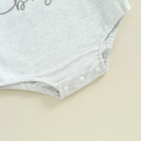 Citgeett Spring Infant Baby Girls Boys Autumn Bodysuit Gray Long Sleeve Letter Embroidery Casual Jumpsuit Clothes 4