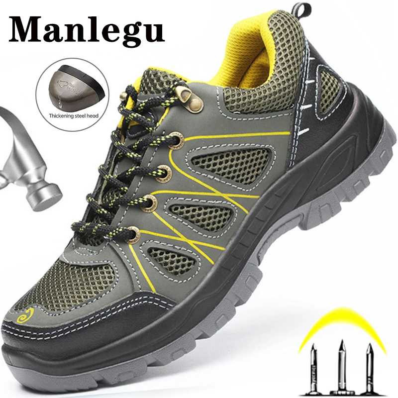Breathable Steel Toe Work Shoes Safety Boots Men Anti-smashing Sneakers Safety Shoes Men Shoes