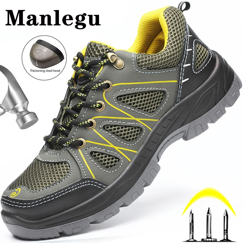 Zapatos de seguridad transpirables para y mujer, de trabajo con punta de acero, botas de seguridad de malla antigolpes, calzado de 2023 - AliExpress