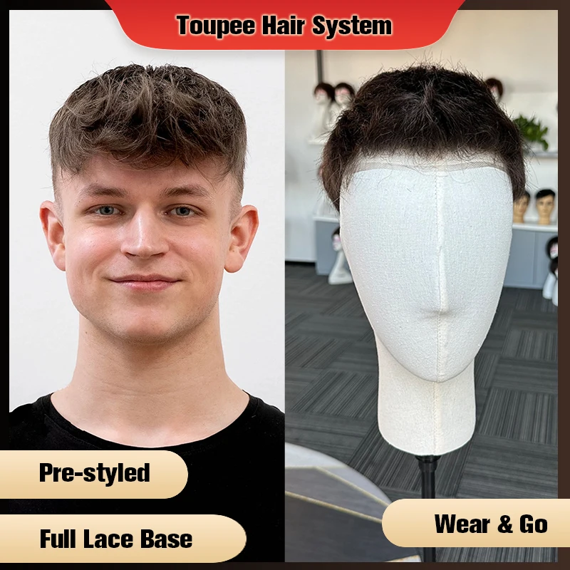 

Парик для мужчин, предварительно вырезанный стиль, Швейцарский стиль, искусственные человеческие волосы, мужские парики, мужские парики