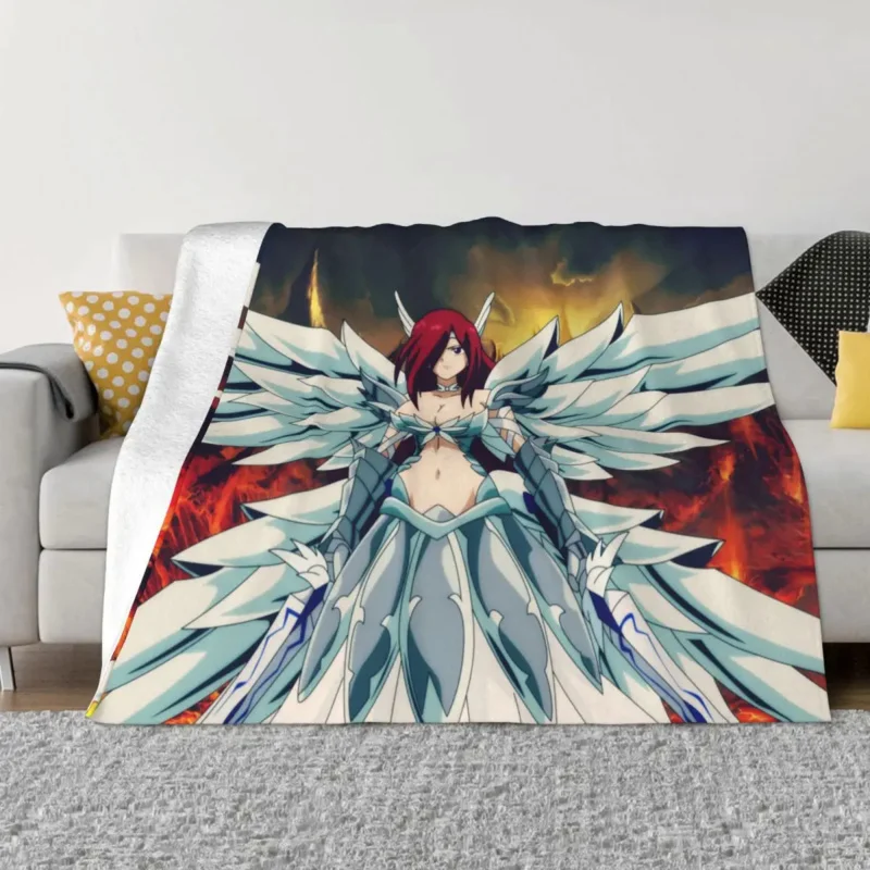

Erza Scarlet Blanket Cover Fleece Fairy Tail Anime Warm Throw Blanket for Car Sofa Couch Bedspread