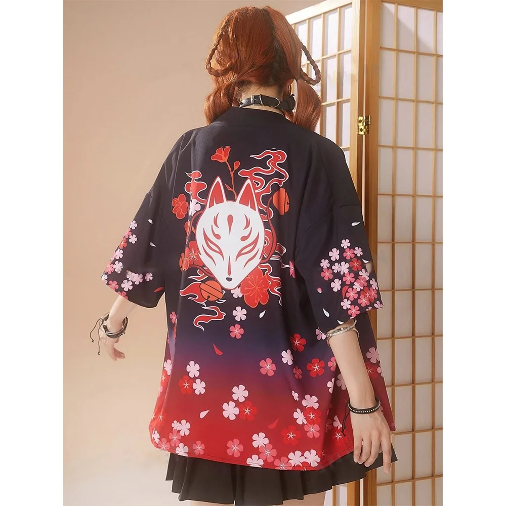Kimono Cardigan Japanese Traditional Clothing Summer Fashion Cardigan Cherry Blossom Petal Print Fabric Soft And Comfortable chiffon cardigan top japanese kimono clothes