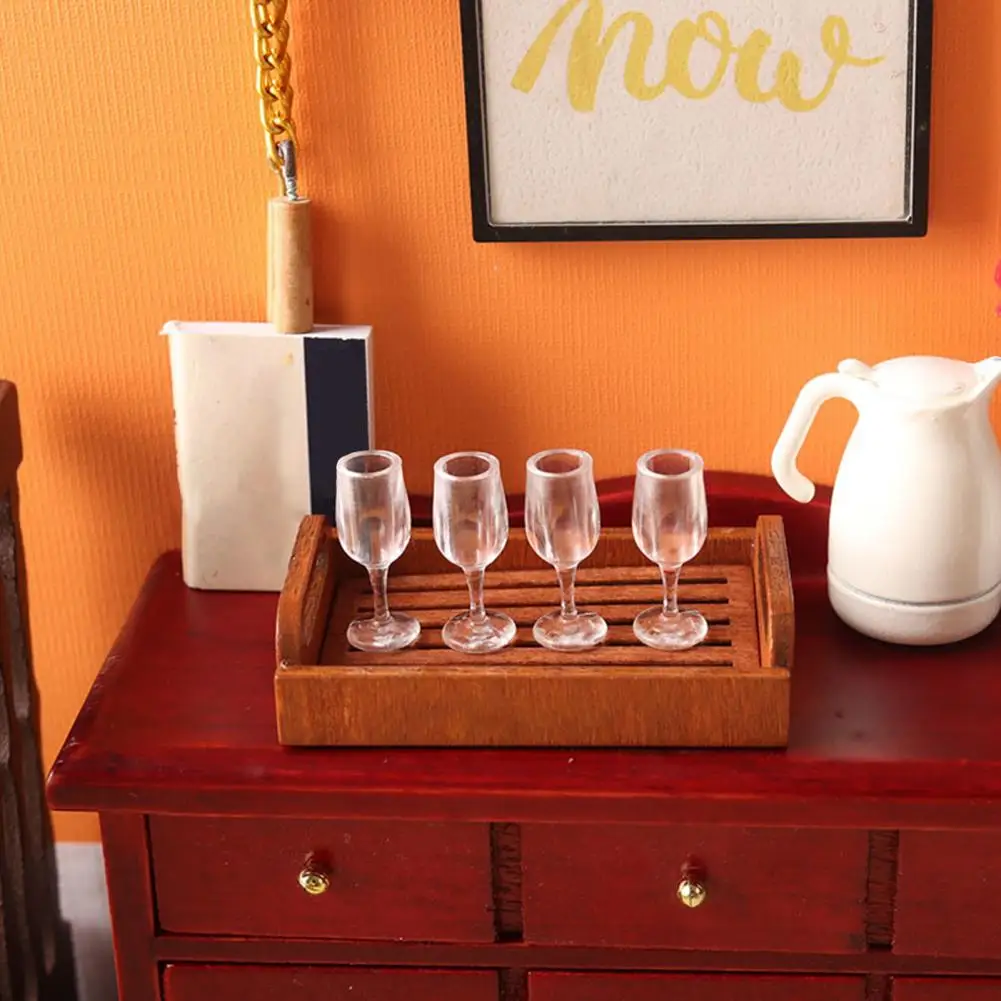 10Pcs/Set Funny Miniature Red Wine Glass 3D Red Wine Glass Model DIY 1:12 Dollhouse Scene Ornament Mini Clear Wine Cup  Gifts 3