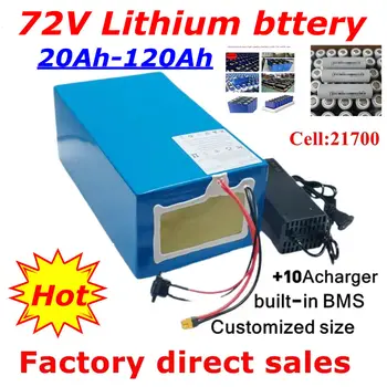 BMS au lithium-ion avec charger, 60Ah, 72V, 50Ah, 80Ah, 72V, 40Ah, 100Ah, films, ion pour scooter, vélo électrique, moto, camion