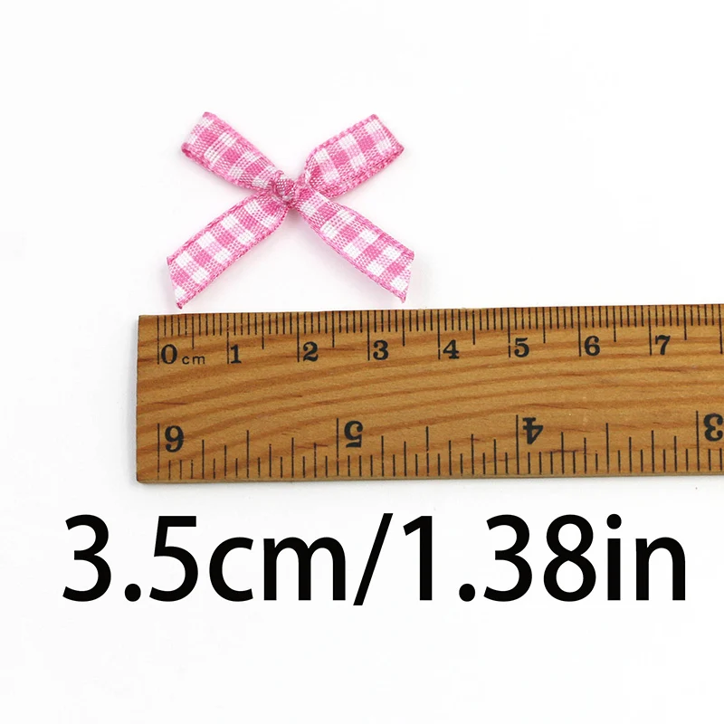 (100 Pcs/pack) 3.5cm Checkered Bow Colorful Mini Ribbon Christmas Bow Wedding Candy Box Packaging Festival Party Decoration