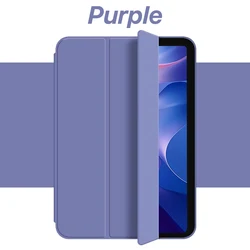 Premium PU Leather Flip Smart Cover with Soft Silicone Back Shell for Xiaomi Pad 6 (YT - Purple)