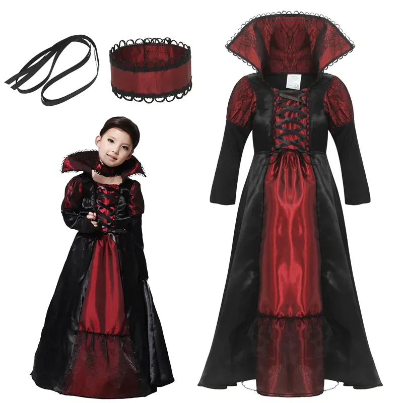 

Girls Halloween Costume Vampire Dress Up Child Vampiress Role Play Cosplay Outfits