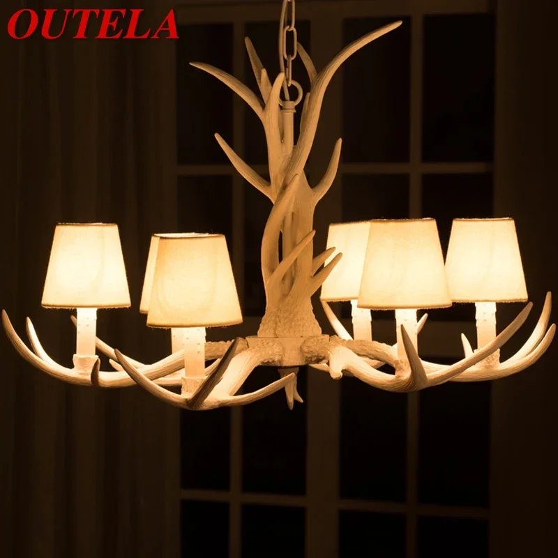

OUTELA Nordic Antler Pendent Lamp American Retro Living Room Dining Room Villa Coffee Shop Clothing Store Decoration Chandelier