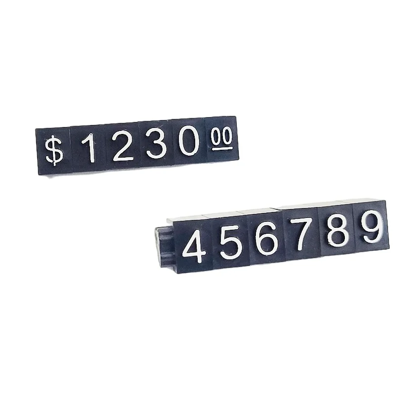 50sets Plastic Jewelry Number Price Bar Strip Display Marked Particle Stands Detachable with Currency Length7.8cm