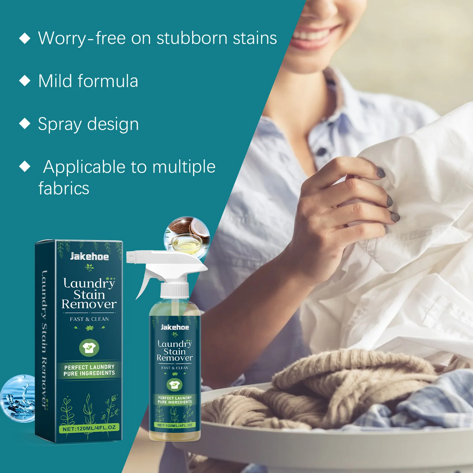 Laundry Stain Remover Clothes Bleach Effective Oil Stain Dirt Dust Detergent Fabric Cleaner Odors Fresher Clothes Washing Agent