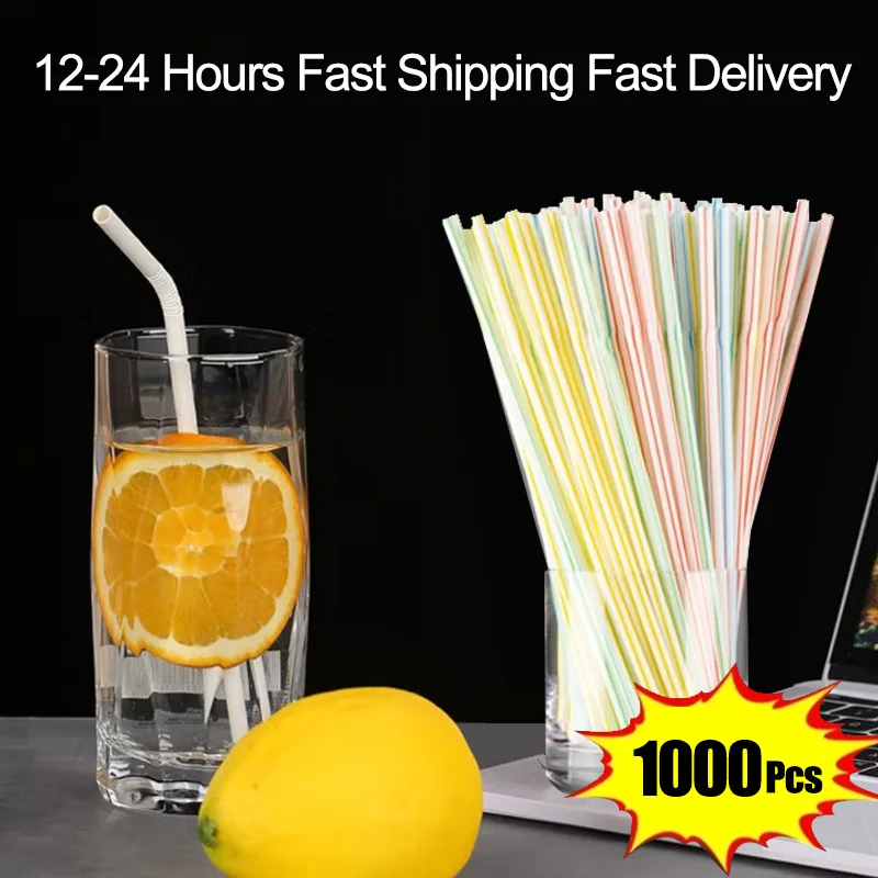 501000 Pcs Disposable Elbow Plastic Straws For Kitchenware Bar Party
