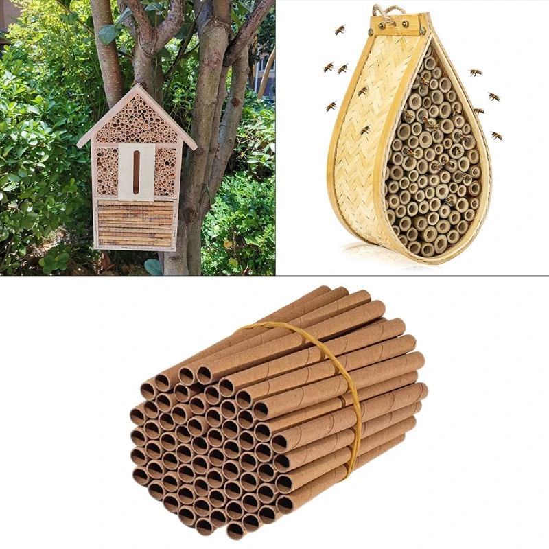 50Pcs Bee House Tubes Refill Bee Paper Tube Liners Insect Nest Beehive House beekeeping tools