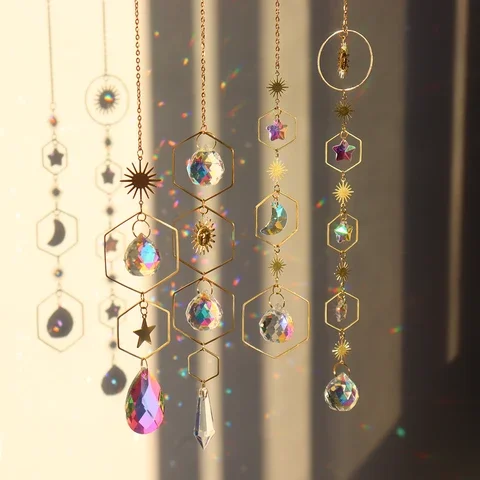 

Rainbow Catcher Crystal Windchimes Pendant Sun catcher Chase Jewelry Wind Chimes Prism Curtain Chandelier Home Car Decor