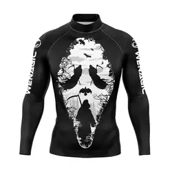WENAGIC Men's Long Sleeve Swimsuit Swimming T-shirt Beach Rash Guard Surfing Diving Swimsuit Surf Camisa Uv Proteção Solar Manga