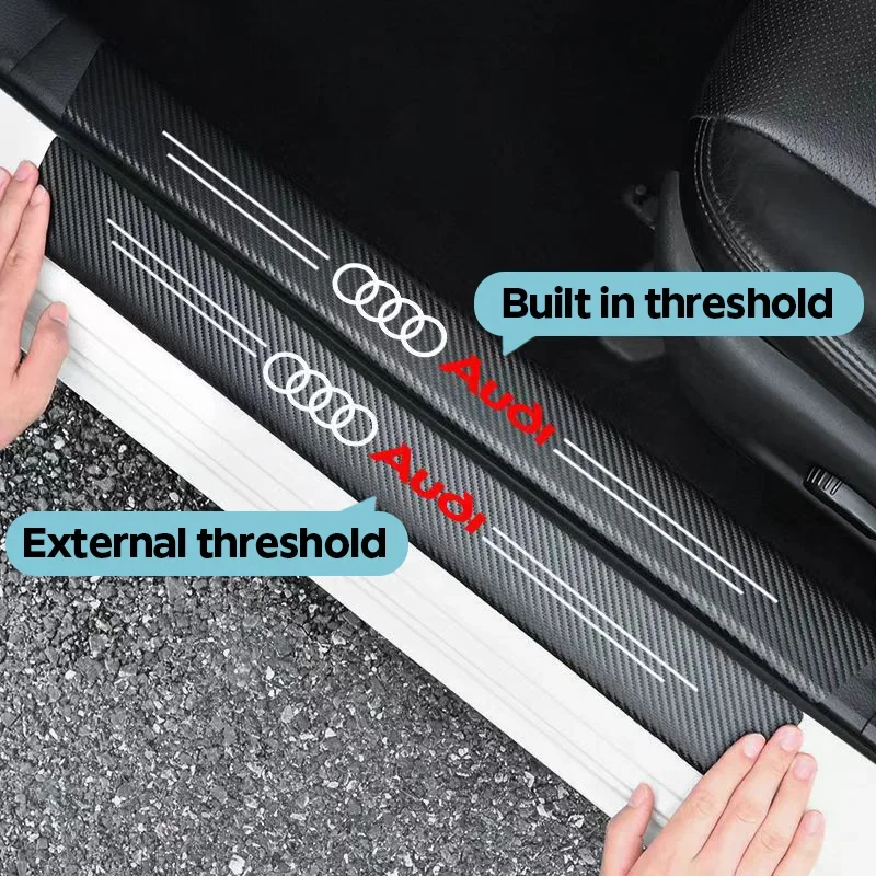 Premium Leather Car Door Sill Plate Protectors - Set of 1, 4, or 5 Pieces