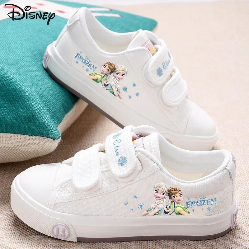 Disney Frozen Scarpe Di Tela Per Bambini Primavera Autunno Cute Anime Figure Anna Elsa Olaf Sneakers Per Bambini Marea Velcro Scarpe Con Fondo Morbido