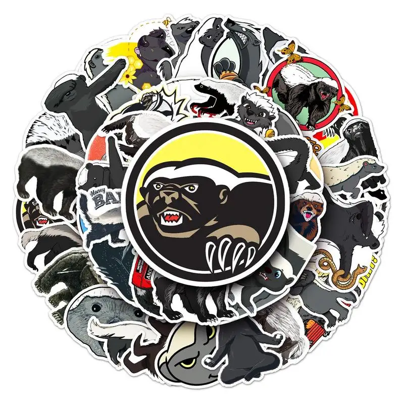 Honey Badger Sticker 50Pcs Cute Honey Badger Stickers For Kids Cartoon Animal Stickers Cute Laptop Phone Skateboard