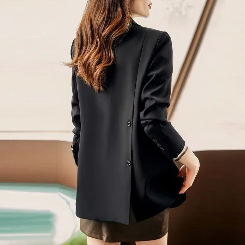 Black Blazer Women Clothing Korean Chic Office Ladies Suit Jacket Long Sleeve Buttons Spring Autumn Coat Outerwear New