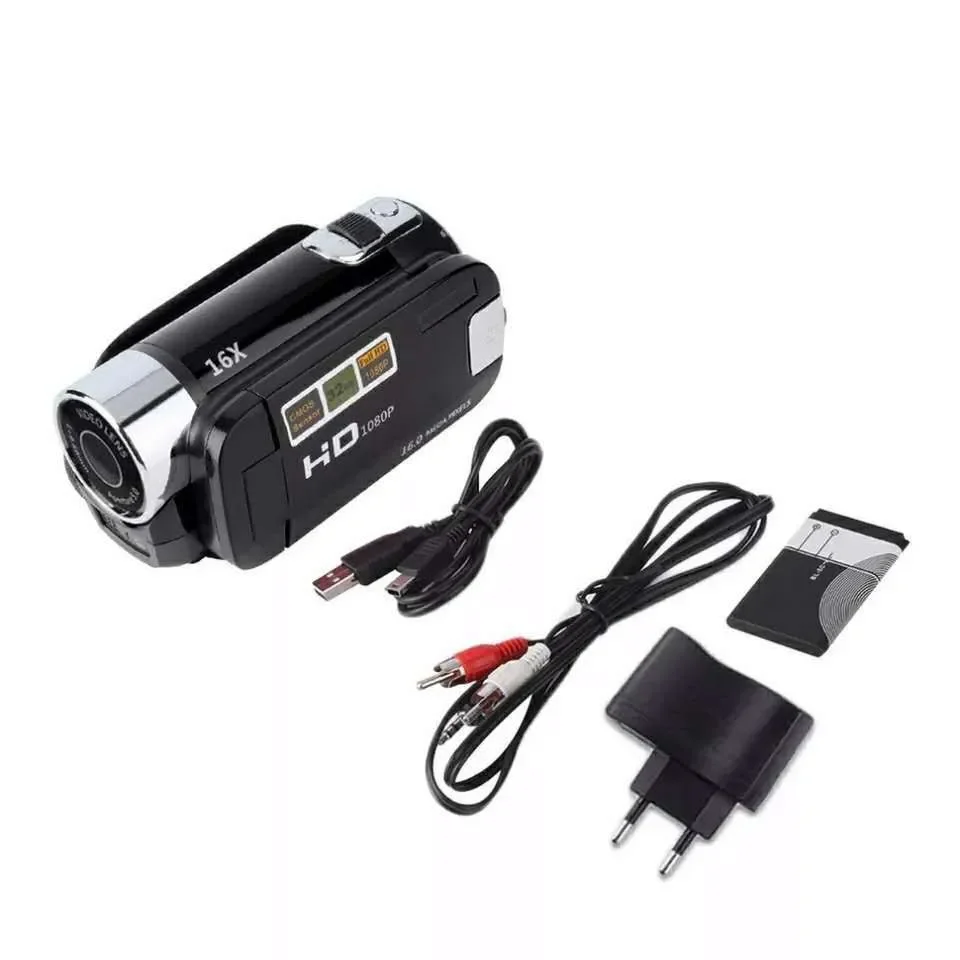 Handheld Videocamcorder, 1080P 16MP DV-camera 16x Digitale Zoom Videocamera met 2,7 Inch TFT Draaibaar Scherm en USB-kabel (Zwart Handheld Videocamcorder, 1080P 16MP DV-camera 16x Digitale Zoom Videocamera met 2,7 Inch TFT Draaibaar Scherm en USB-kabel (Zwart