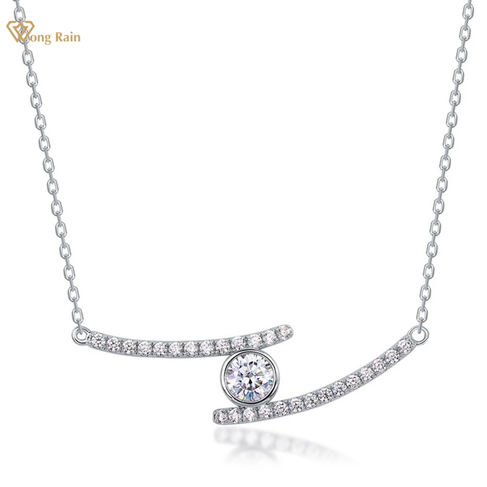 

Wong Rain 925 Sterling Silver VVS1 5*5MM Round Real D Moissanite Gemstone Necklace Pendent Wedding Jewelry With GRA Wholesale