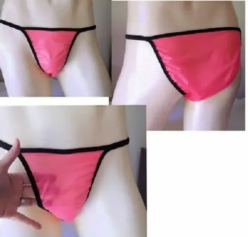 

Latex Girl Sexy Black Rope Triangle Pink Underwear Swim Trunk Size S-XXL