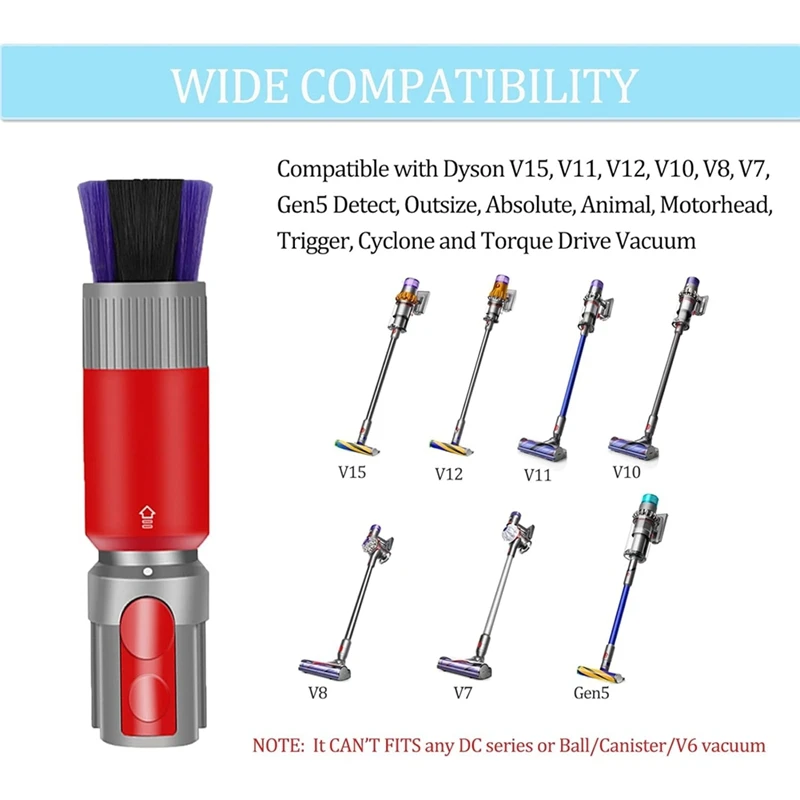 Flexible Crevice Tool Traceless Dust Brush Attachment for Dyson V7 V8 V10 V11 V15 Car Detailing&Corners Cleaning