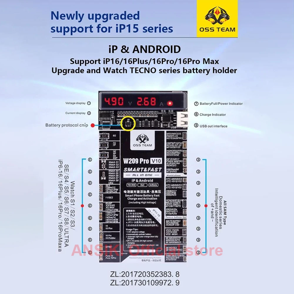 Disque D'Activation Batterie W209 V10 - Testeur Charge Rapide Avec Surveillance Temps Réel - Pour DIY & Pros