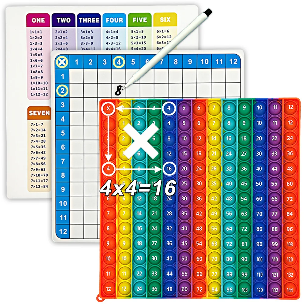Multiplication games pop toy erasable card pen math learning writing games educational stationery for kids