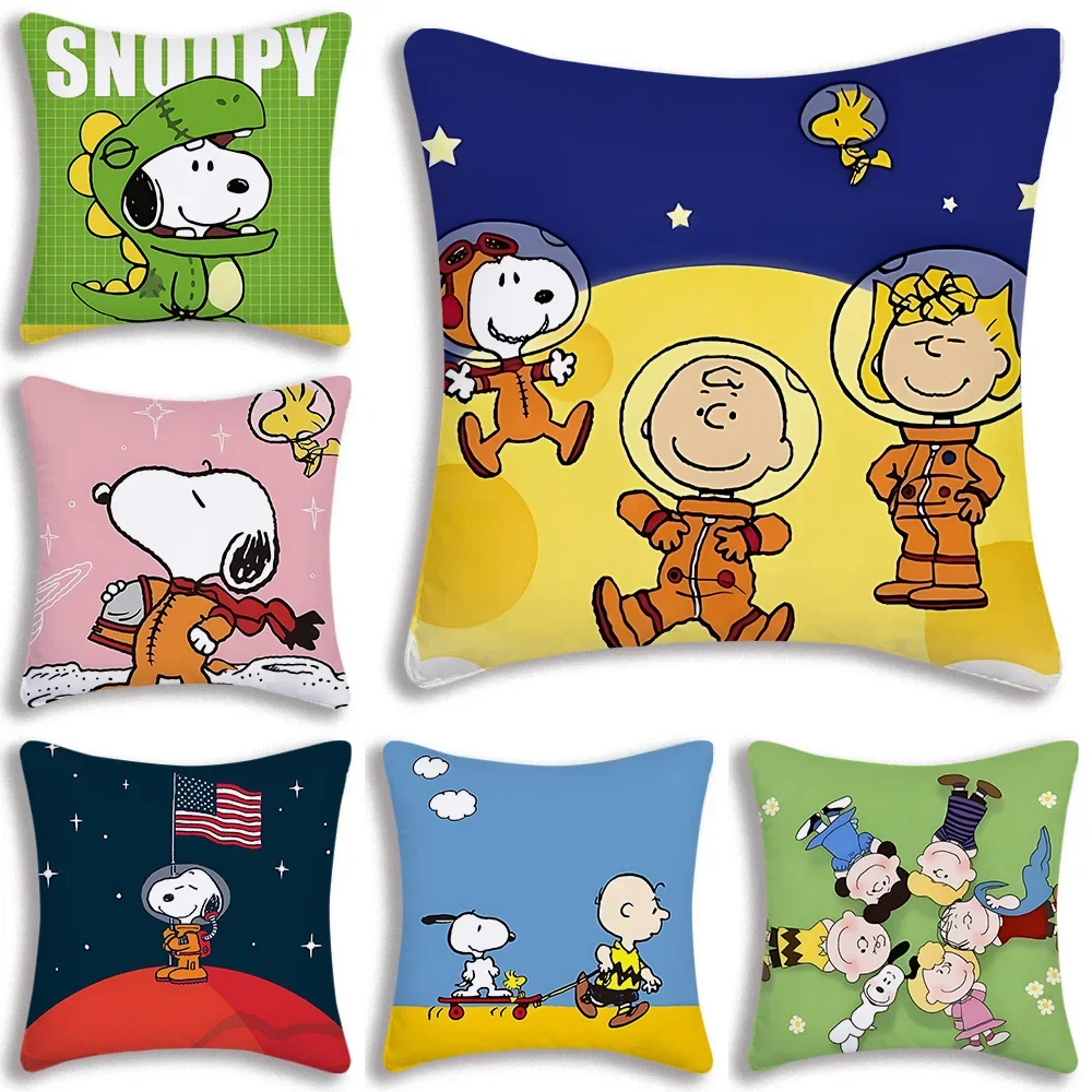 Funny Cartoon Snoopys Pillow Covers Cartoon Sofa Decorative Home Double-sided Printing Short Plush Cute Cushion Cover
