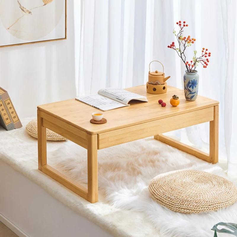 Japanese Bay Window Mini Table, Trendy Window-Side Desk, Tatami Low Table, Bedroom Floor Tea Stand, Compact Wooden Table