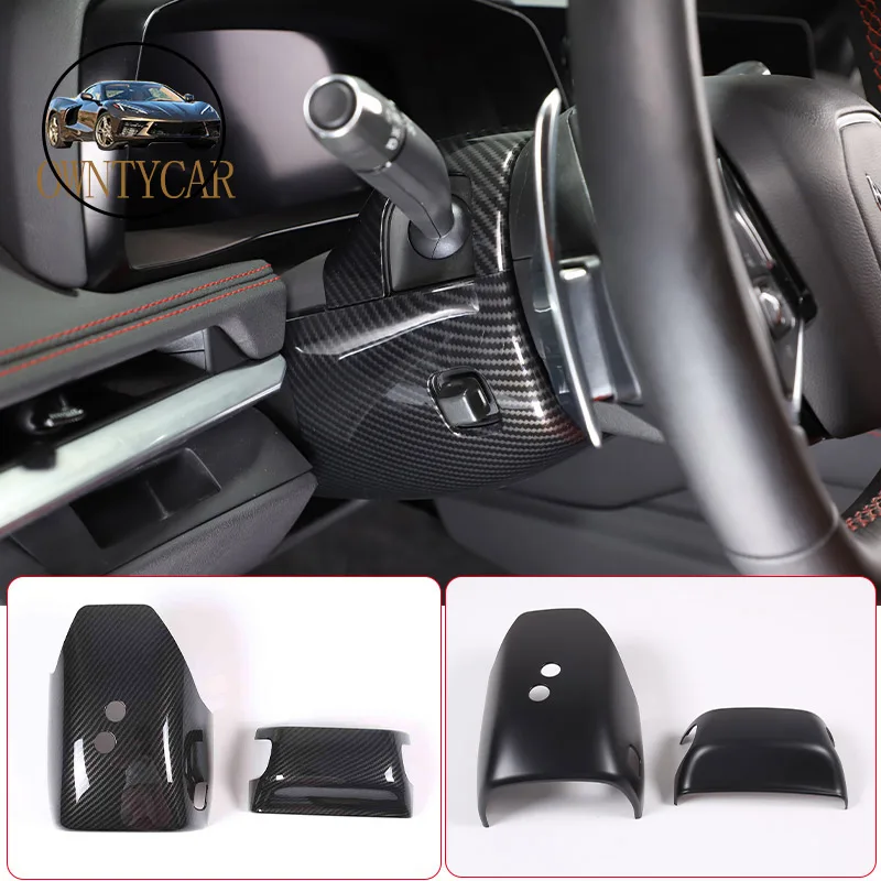 

ABS Carbon Fiber For Chevrolet Corvette C8 Stingray Z51 Z06 2020-2023 Steering Wheel Base Cover Sticker Car Interior Accessories