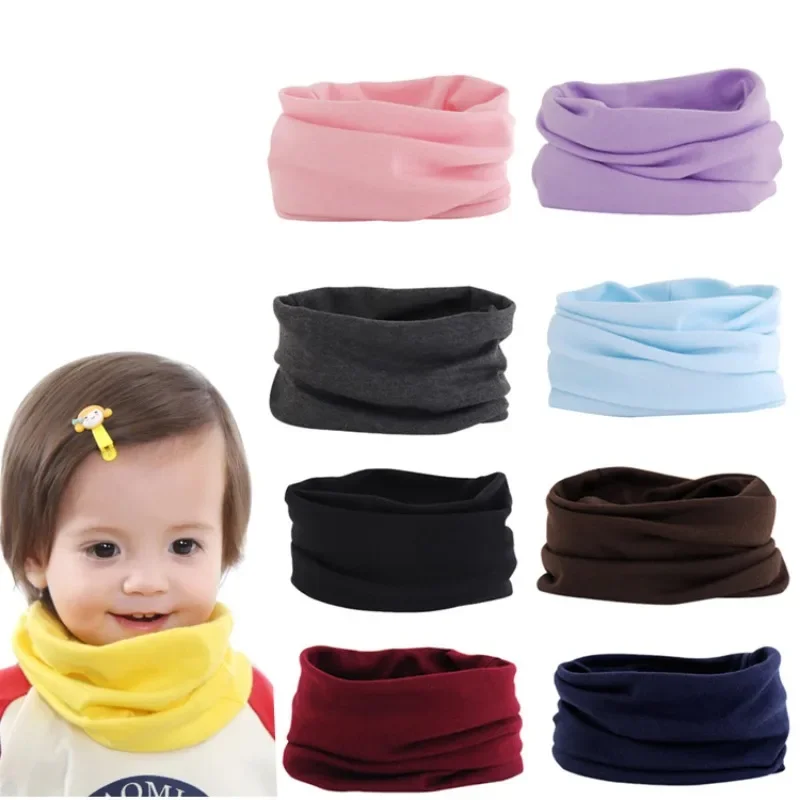 Autumn and Winter Children's Scarf Baby Bib Baby Warm Bib Solid Color Knit for Boys and Girls Shawls Baby Scarf