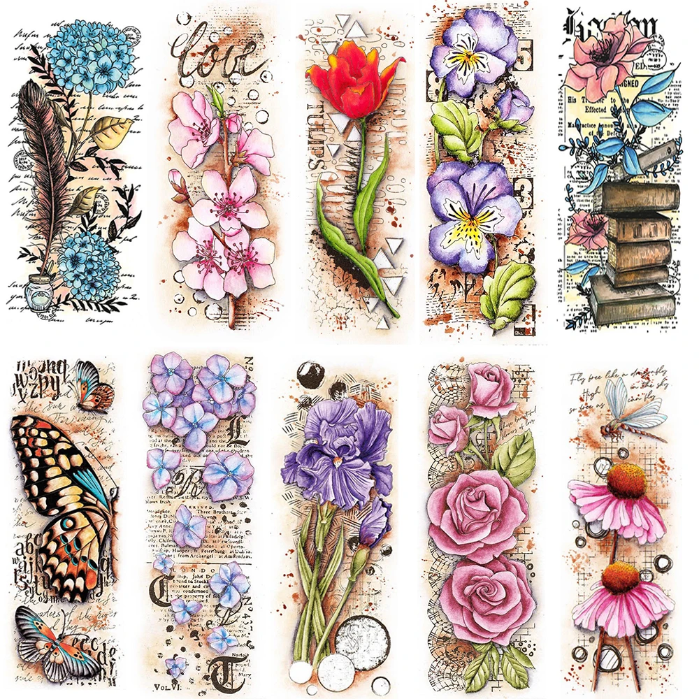 Cherry Hydrangea Tulip Violet Iris Flowers Butterfly Dragonfly Stamp for Scrapbooking Cards